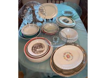 Large Group Of Serving Platters, Bowls, Baking Dishes & Trays