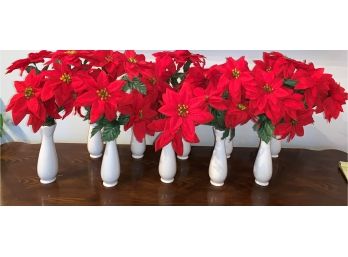 10 White Vase Poinsettias Arrangements