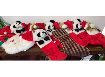 Group Of 9 Fun Panda And Puppy Dog Chrisrtmas Stockings