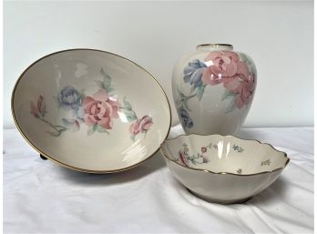 Three Floral Decorated Lenox Pieces