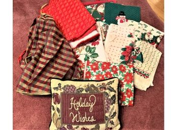 Christmas Tree Skirts, Tea-towels, Table Cloths And A Pillow