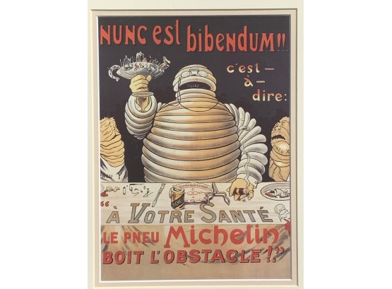 Print Of A Vintage Poster, Le Pneu Michelin Boit L'Obstacle