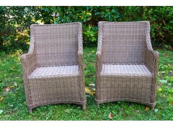 Pair Rattan/Wicker Armchairs
