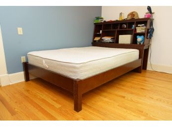 Full Size Bed Frame With Open Storage Bookcase Headboard