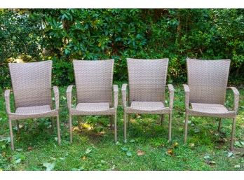 Patio/Outdoor Contemporary Aluminum Wicker Arm Chairs- Set Of 4