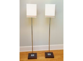 60”Brushed Nickel Pull Chain Stick Floor Lamps -A Pair