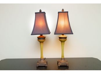 Craquelure Black Shade Buffet Table Lamps- Set Of 2