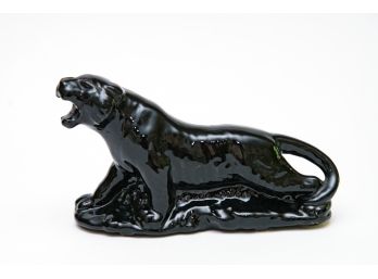 Vintage Mid Century Ceramic Black Panther Figurine Planter