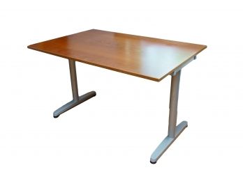 Wood Top Desk With Metal T-Style Legs