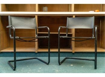 Pair Of Vintage Black Breuer Style Chairs