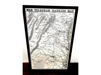 War Telegraph Map Copy Framed - Washington DC Area