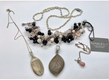 Sterling Silver Jewelry Lot- 3 Necklaces, Bracelet, Pendant +++