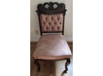 Matching Antique Carved Victorian Upholstered Chair (B)