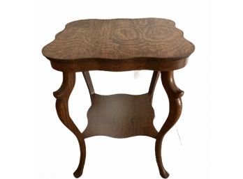 Antique Oak Accent Table W/ Curved Legs 24' X 25' X 31'