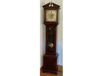 Tall Grandfather's Clock - With Etched Brass Face,  Pendulum And Weights