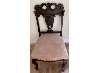 Matching Antique Carved Victorian Upholstered Chair (A)
