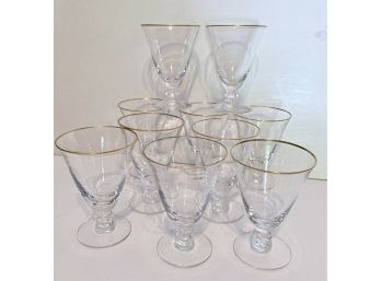 Set Of 10 Vintage TIFFIN Gold Rimmed Juice / Cocktail Glasses