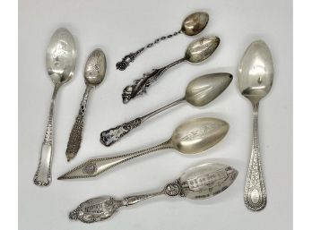 Sterling Silver Souvenir & Other Spoons Lot