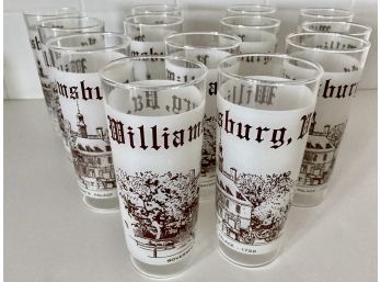Set Of 13 Williamsburg VA ' Governor's Palace' Ice Tea Glasses