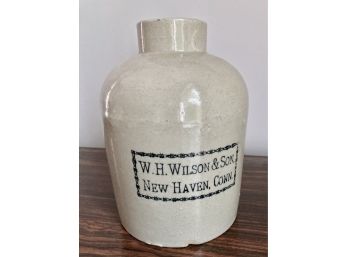 Antique Salt Glaze Pottery Jug 'W.H. Wilson & Son' New Haven, CT