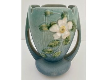 Roseville Pottery ' White Rose'  Handled Vase 7'