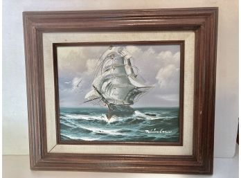 Vintage Signed Clipper Ship Painting -Oil On Canvas By Winbneblar ?