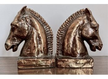 Vintage Copper Plated Horse Head Bookends.