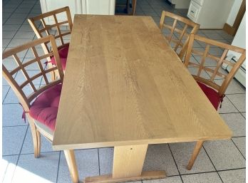 Oak Trestle  Kitchen Table W/ 4 Chairs 60' X 30'