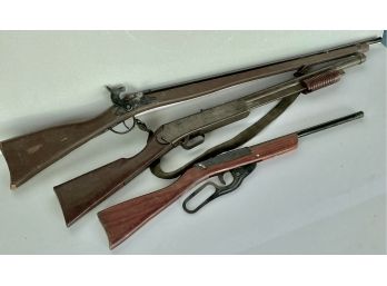 Three Vintage Toy Rifles, Daisy Pump BB, Musket / Cap +