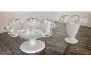 Antique Fenton Ribbon Glass Bowls