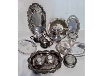 Large Lot Of Silver Plate Serving Pieces
