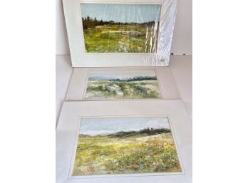 Trio Of Landscape Watercolor Paintings By Louis Crescenti
