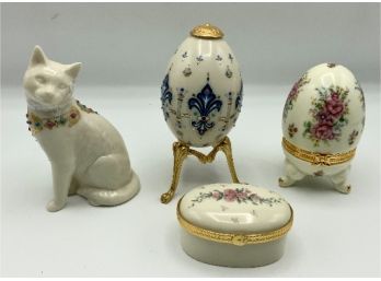 Lenox Jewel Cat, Treasure Egg , Hinged Trinket Box & More