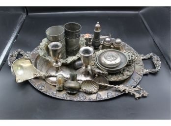 Huge Lot Of Antique Silverplate And Pewter