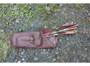 Leather Quiver And Arrows
