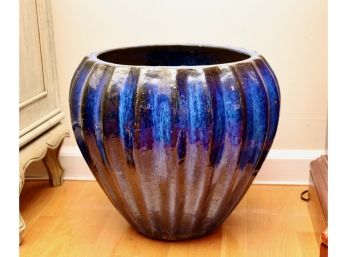Extra Large Cobalt Blue Glazed Ceramic Tree Planter 18in X 16in