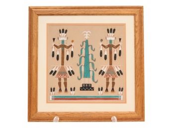 Original Native American Sandpainting By Navajo Frank Martin