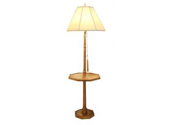 Floor Lamp With Tray Table Gold Gilt With Stylized Rope Trim And Tassel Pull String