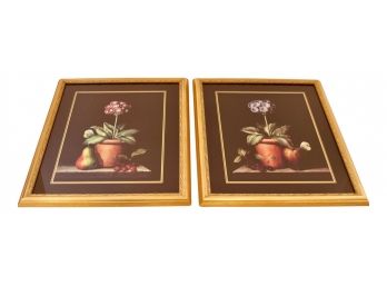 Pair Of Professionally Framed Prints Of 'Posies In A Pot With Fruit'