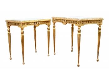 Pair Of Elaborate Gold Gilt Wood Nesting Tables