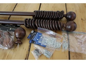 Nice Lot Of Curtain Rods, Rings, & Finials, Brackets & Hocks!