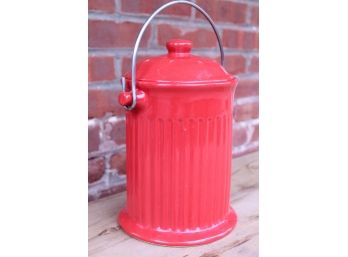 Fire Hydrant Red Ceramic Compost Container!