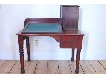 Early Antique Slant Top Desk With 2 Drawers & Vintage Hardware! Probably From The Early 1800's!