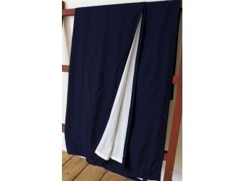 3 Lovely Dark Blue Poly Rayon Lined Curtain Panels!