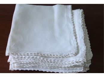 8 Large Lace Edge Napkins