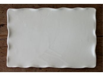 Unique French White Glazed Scalloped Ceramic Platter!