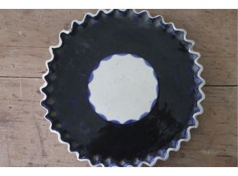 Gorgeous Cobalt Blue Glazed Ceramic Pie Plate #9 Signed, Numbered, & Dated!