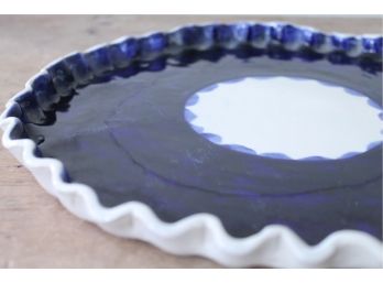 Great Coibalt Blue Glazed Ceramic Pie Plate #10, Signed, Numbered, & Dated!