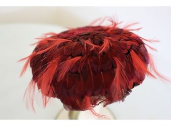 Incredible Red Vintage Feather Hat!