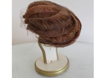 Totally CHIC Vintage 'Original HERBERT BERNARD, New York' Hat With Brown Feathers & A Net!